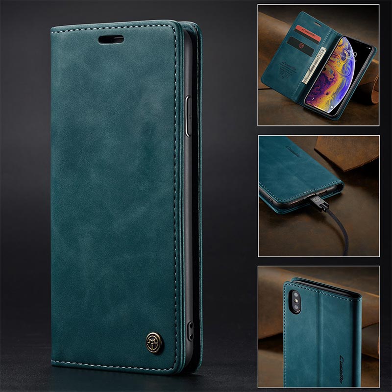 Leder-Handytasche, Handytasche für iPhone, Samsung, mit Kartenhalter, Geldscheinfach