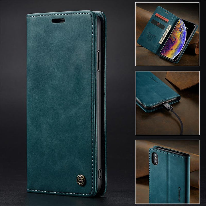 Leder-Handytasche, Handytasche für iPhone, Samsung, mit Kartenhalter, Geldscheinfach