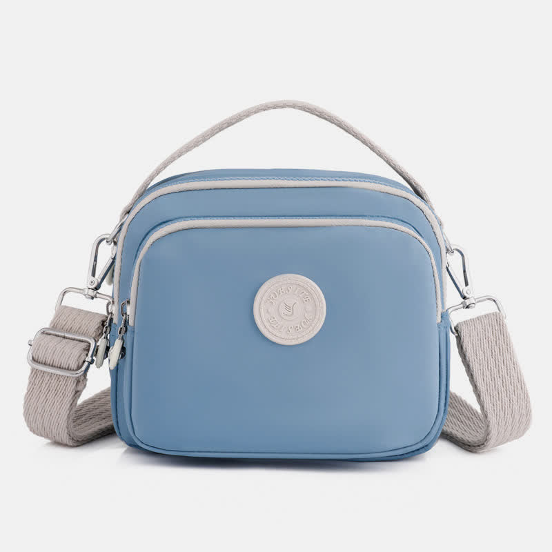 Kleine Handtasche mit dreifachem Reißverschluss für Damen, leichte, wasserdichte Umhängetasche