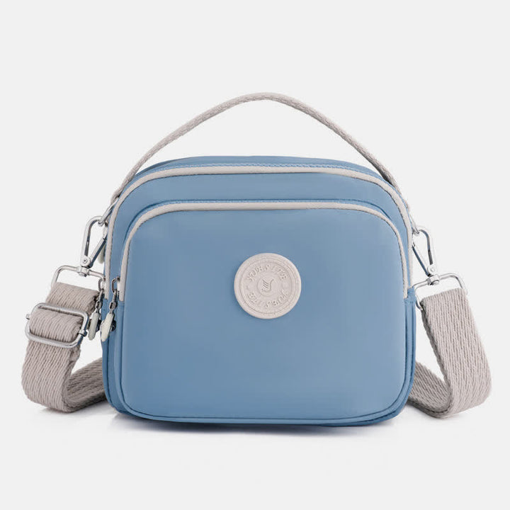 Kleine Handtasche mit dreifachem Reißverschluss für Damen, leichte, wasserdichte Umhängetasche