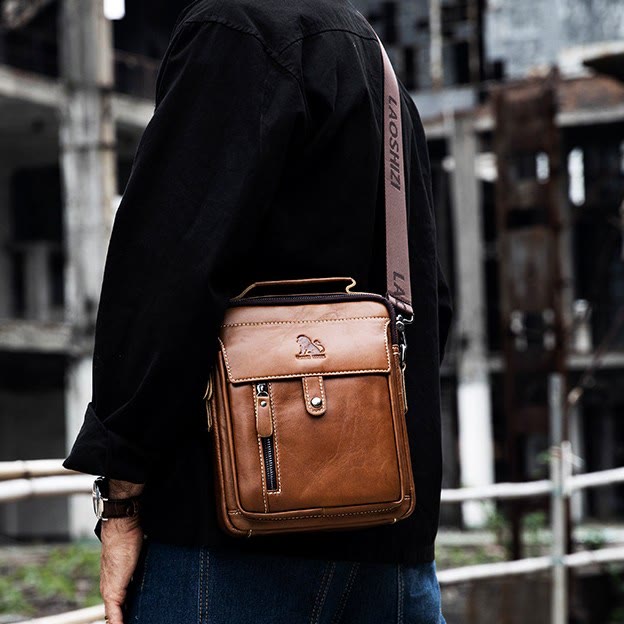 Große Kapazität Echt Leder Messenger Bag Crossbody Schulter Geldbörse Fit 9,7 in iPad