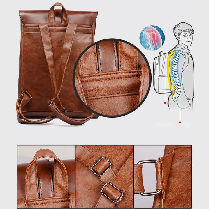Herren Rucksack Geldbörse PU Leder Laptop Rucksack Reise Business College Büchertasche
