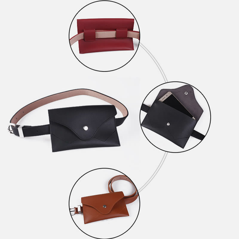 Stilvolle Hüfttasche Vegan Leder Umschlag Damen Gürteltasche