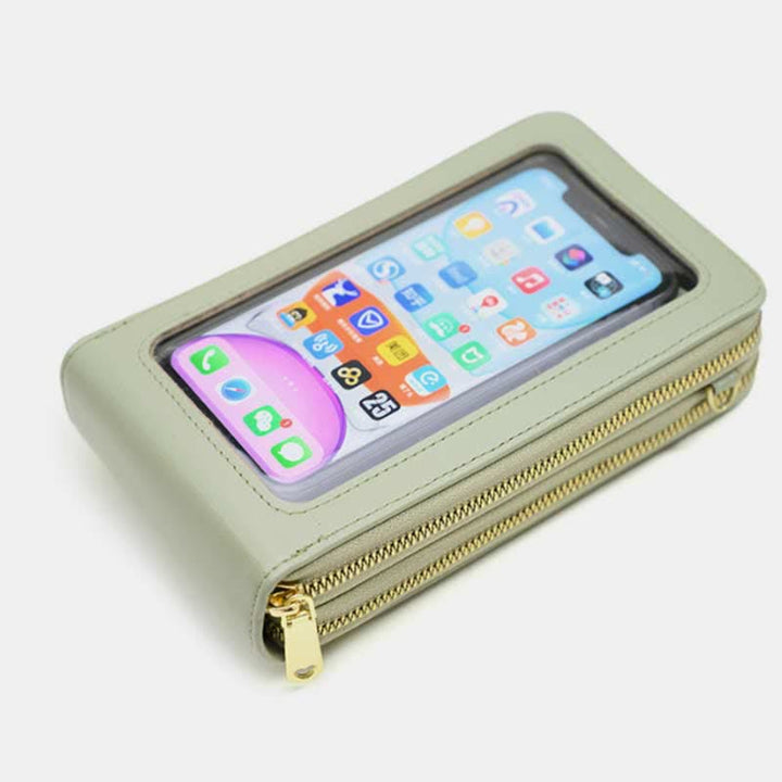 Kleine Umhängetasche mit Touchscreen, Handy-Geldbörse für Damen