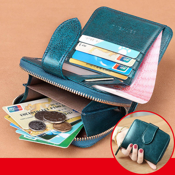Kurze Geldbörse aus echtem Leder im Vintage-Stil
