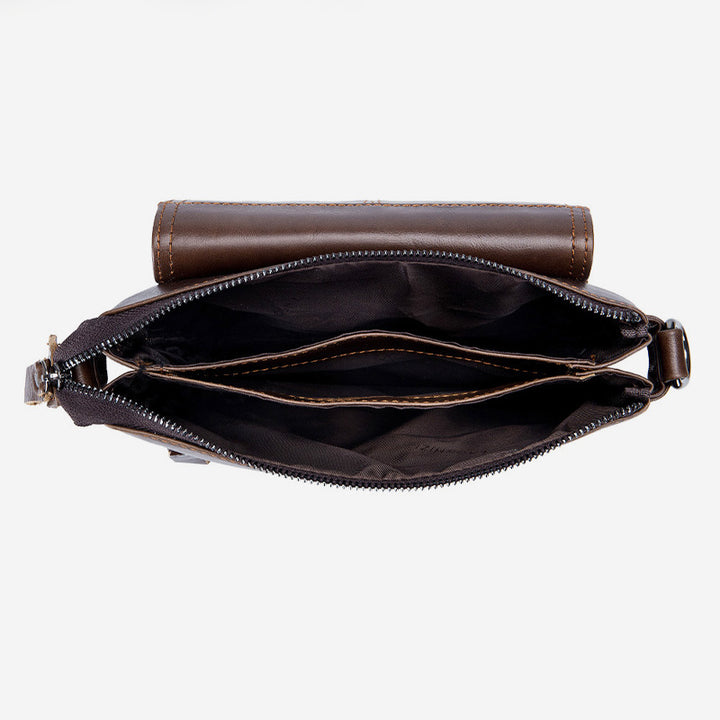 Große Kapazität Echtleder Retro Schultertasche Crossbody Tasche