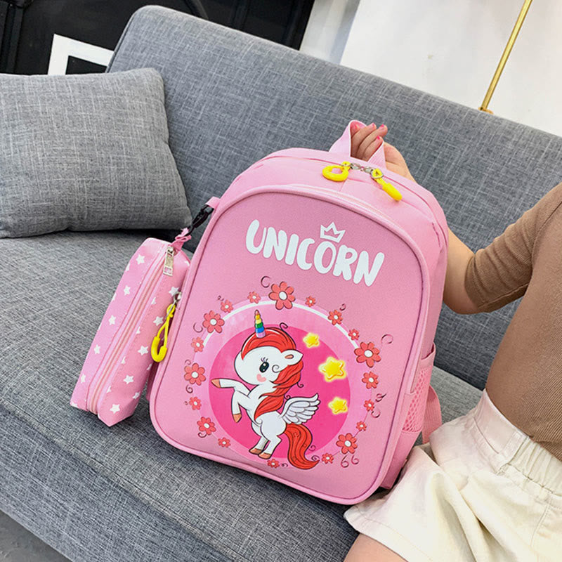 Rucksack für Kinder mit Cartoon-Druck, süßes Einhorn, Kindergarten-Schultasche