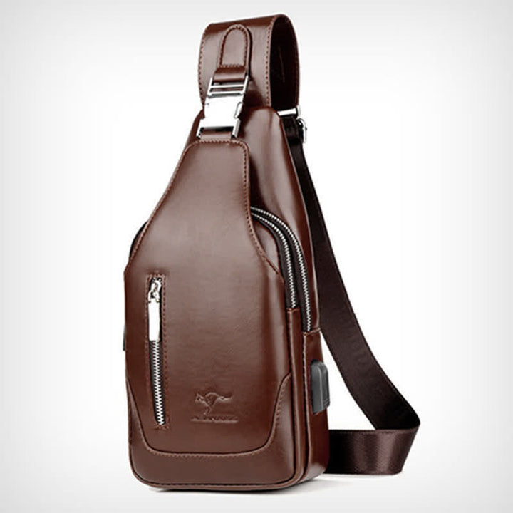 Diebstahlsichere Vintage-Schultertasche für Herren mit USB-Ladeanschluss