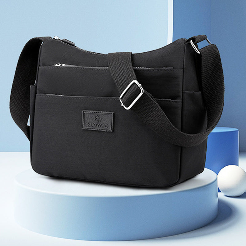 Geräumige Handtaschen mit mehreren Taschen für Damen, einfarbig, lässige Umhängetasche