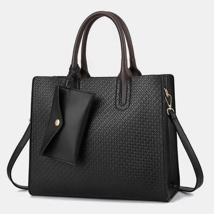 Gewebte Tragetasche für Damen, lässige Handtasche mit Griff oben und kleiner Geldbörse