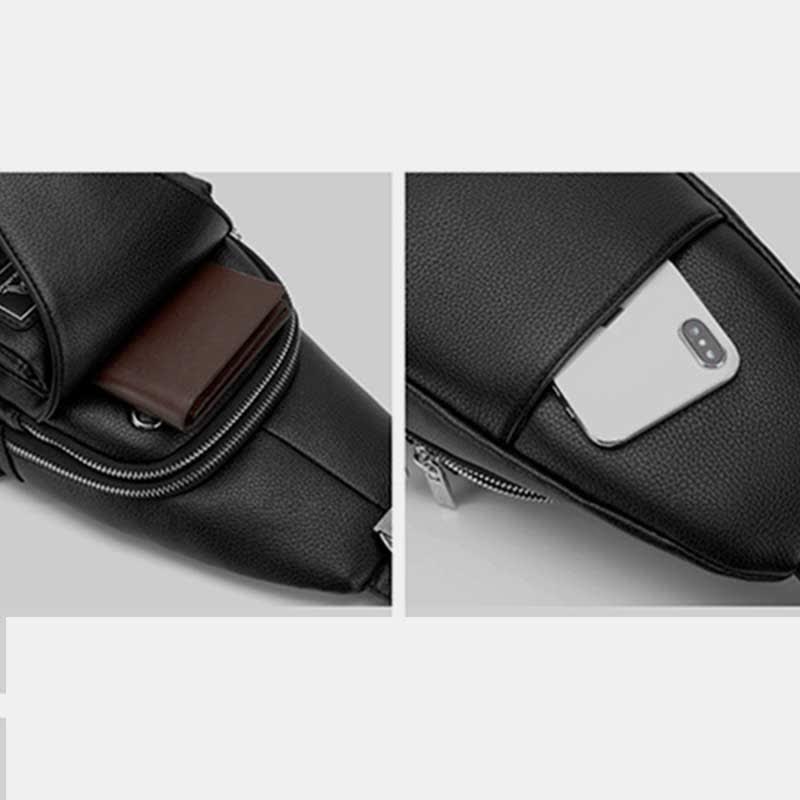 Herren Leder Schultertasche Mehrzweck Casual Bag Brusttasche Umhängetasche