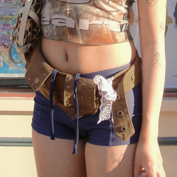 Western Retro Hüfttasche Punk Gothic Nieten Damen Gürteltasche