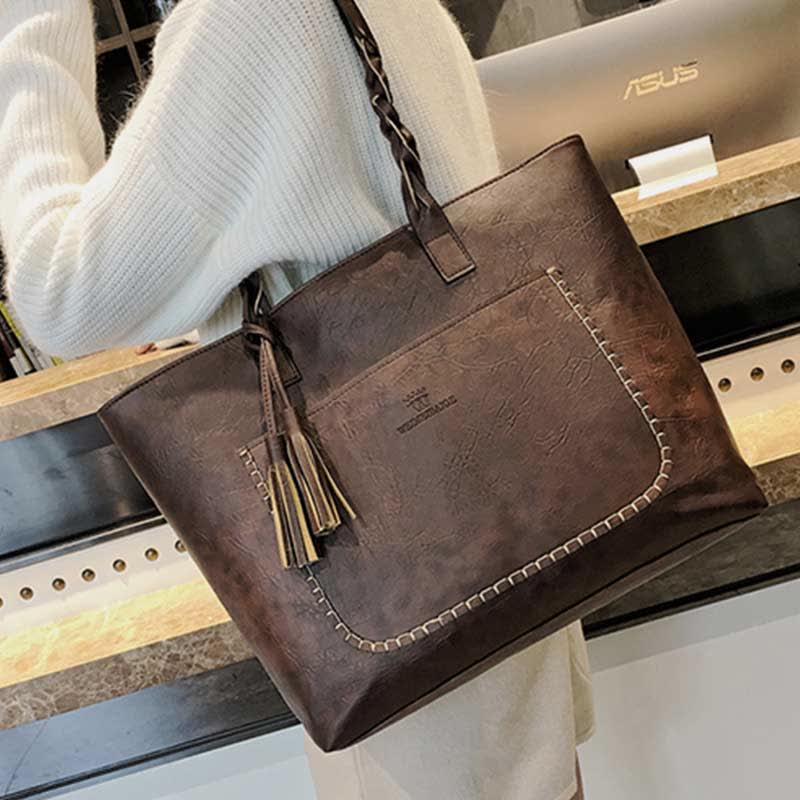 Große Kapazität Business Büro Handtasche Damen weiche PU Quaste Tote Schultertasche