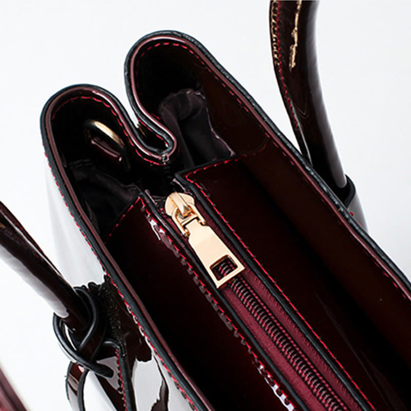 Retro Spiegel glänzend Leder Bucket Bag Damen Umhängetasche - image 12