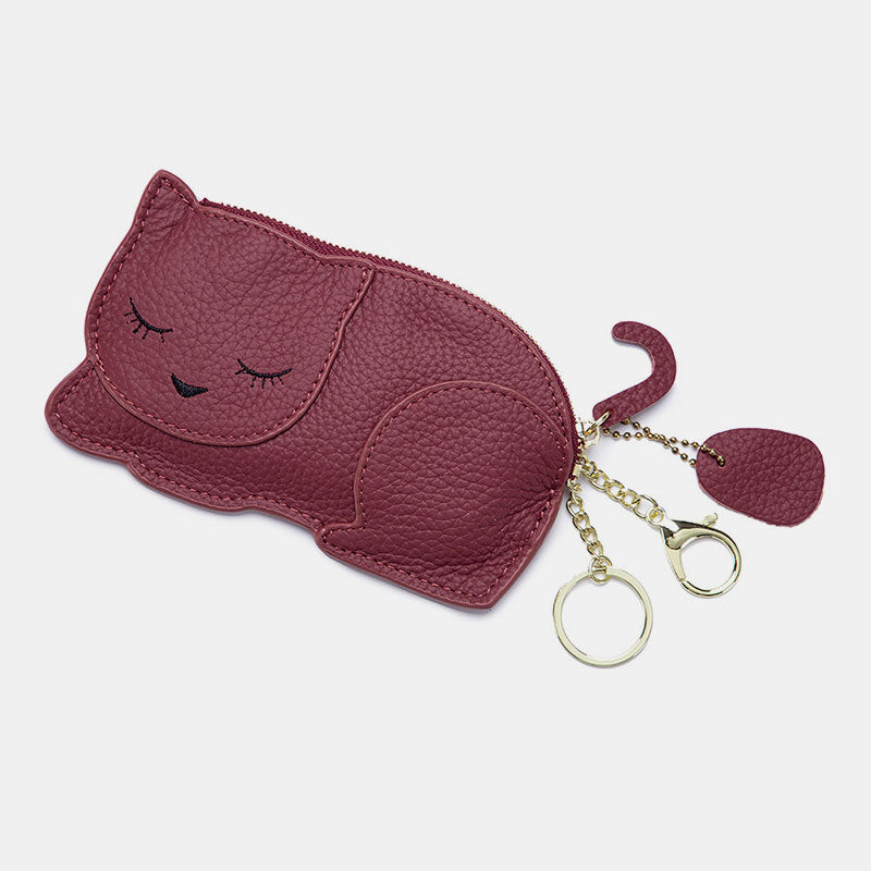 Süßes schmales Münzportemonnaie mit Katze