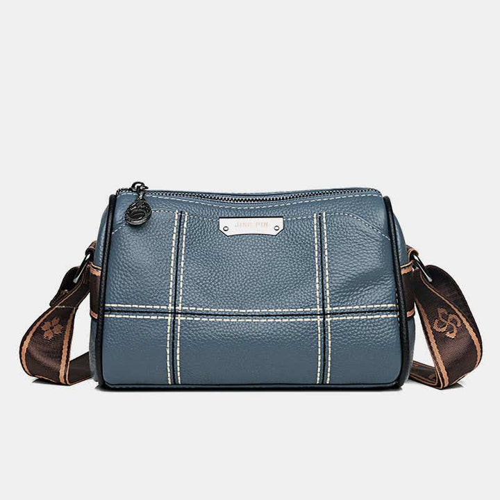 Kleine Umhängetasche aus echtem Leder mit drei Fächern, Schultertasche für Damen