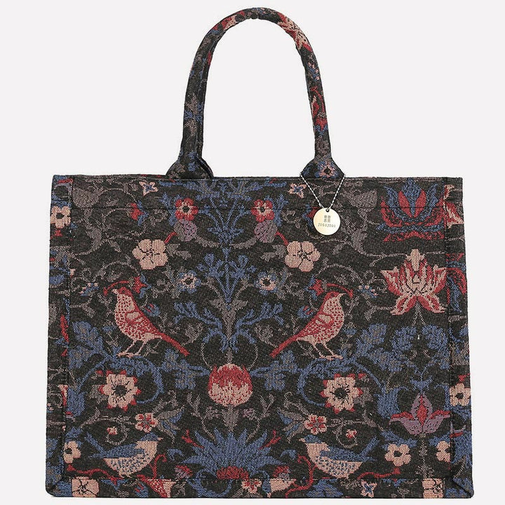 Einkaufstasche für Damen, einfache Retro-Handtasche mit großer Kapazität und Blumenmotiv