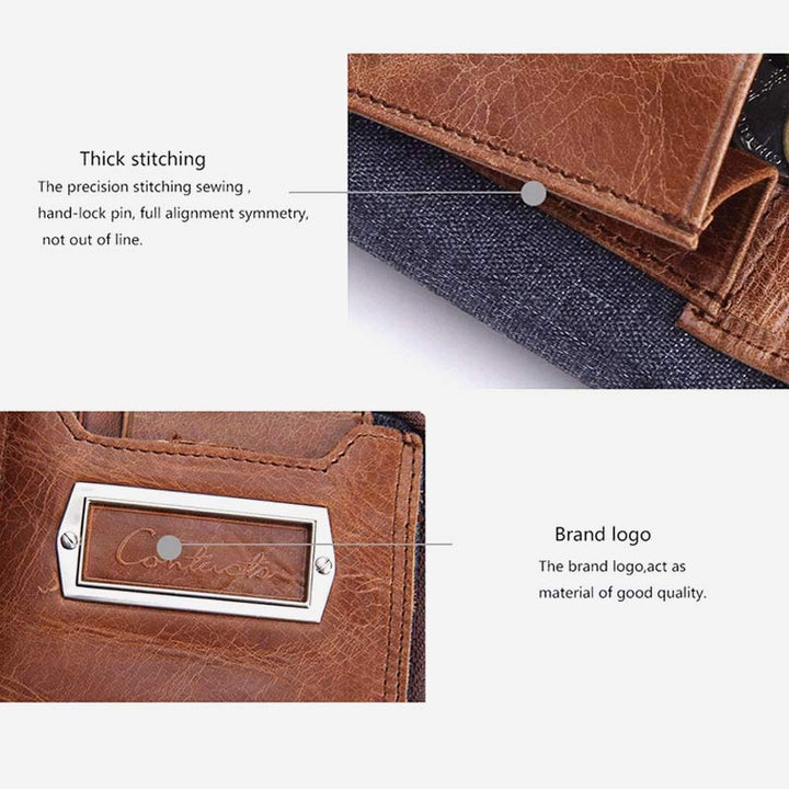 Vintage Leder Geldbörse Super geräumige bifold Kurze Geldbörse für Männer