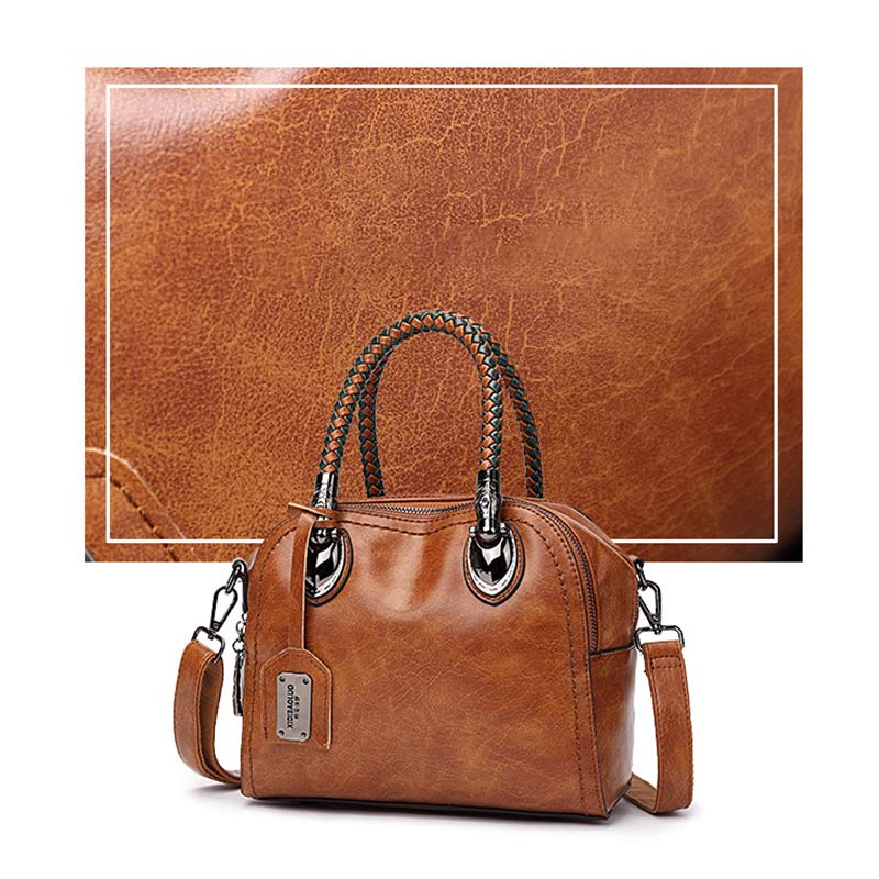 Vintage Leder Satchel Handtasche Top-Griff Tasche mit Cross Body Strap