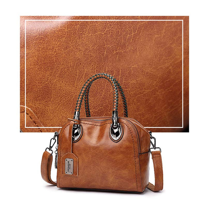 Vintage Leder Satchel Handtasche Top-Griff Tasche mit Cross Body Strap