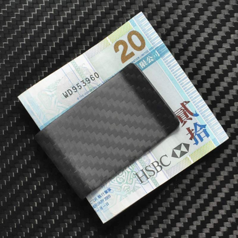 Schlanke Geldklammer aus Kohlefaser, minimalistisches Portemonnaie, Visitenkartenhalter