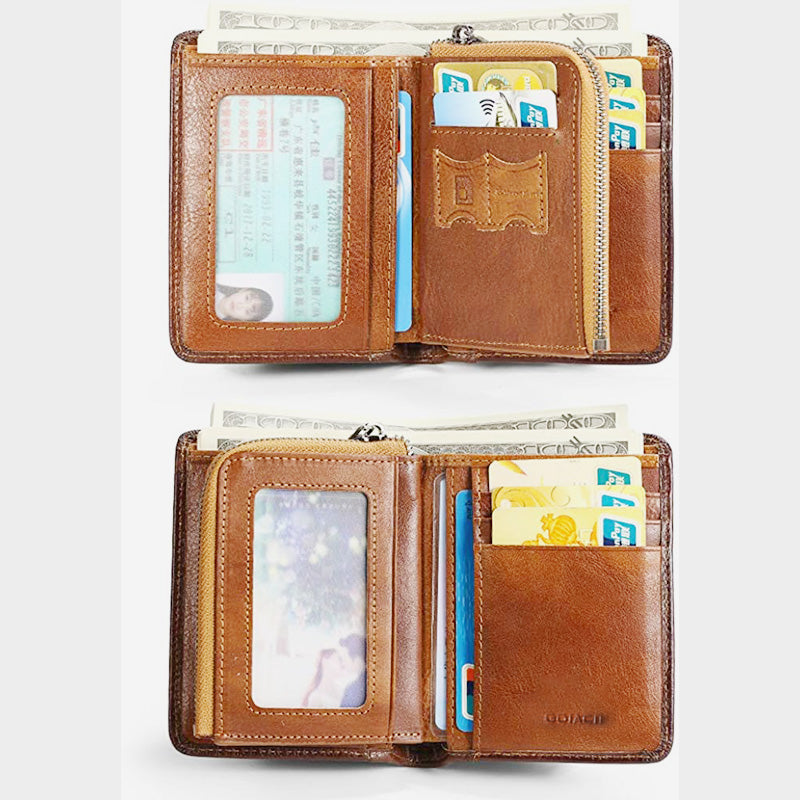 RFID-Diebstahlsichere Retro-Geldbörse aus Leder