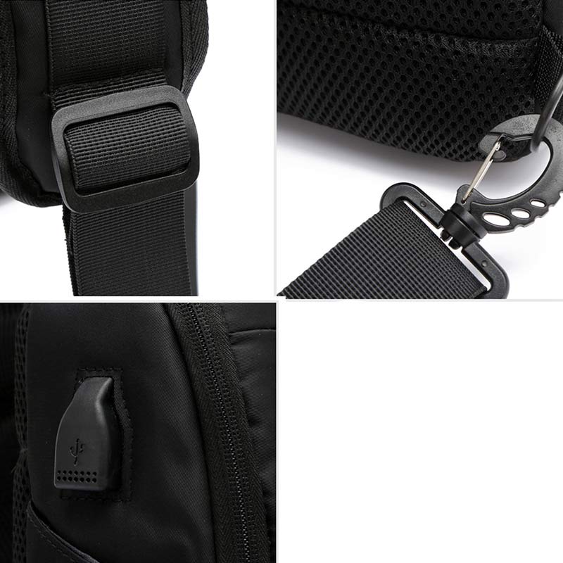 Sling Crossbody Rucksack Umhängetasche für Herren mit USB-Ladeanschluss