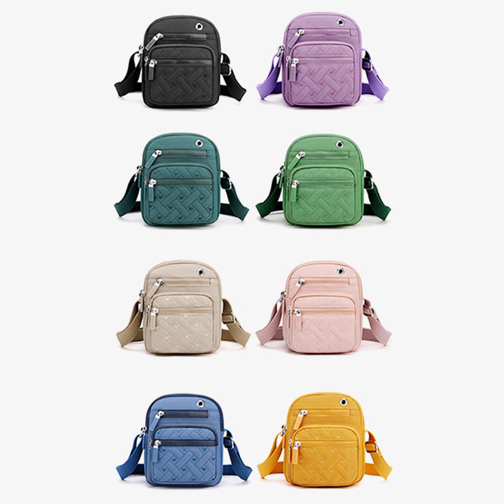 Lässige Umhängetasche aus Nylon mit mehreren Taschen und Loch für Kopfhörer