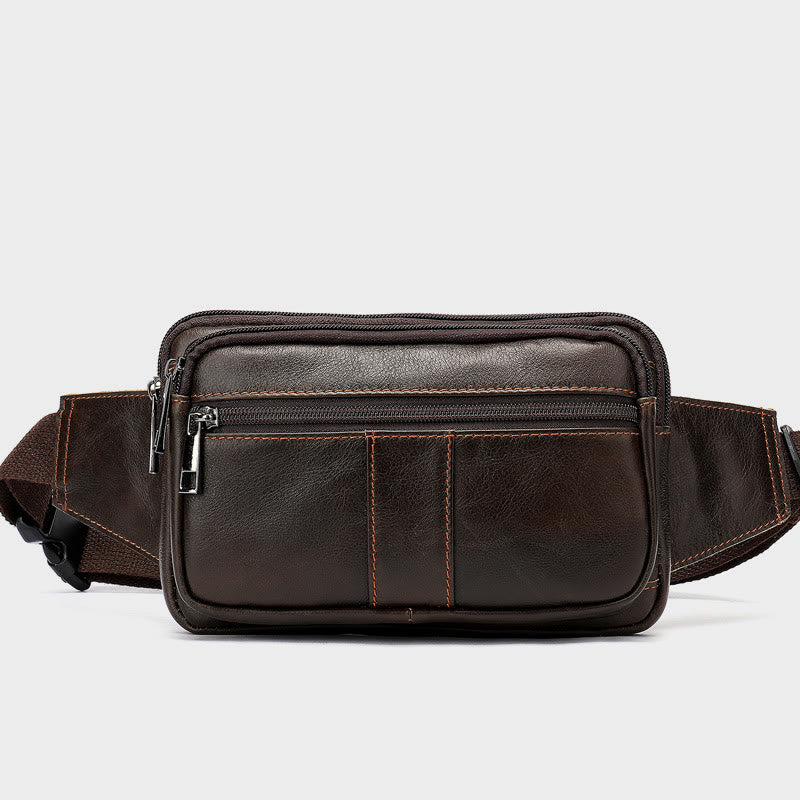 Hüfttasche für Herren, Rindsleder, Outdoor, Laufen, Umhängetasche