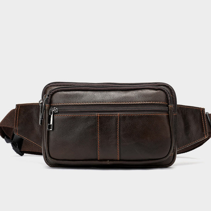 Hüfttasche für Herren, Rindsleder, Outdoor, Laufen, Umhängetasche