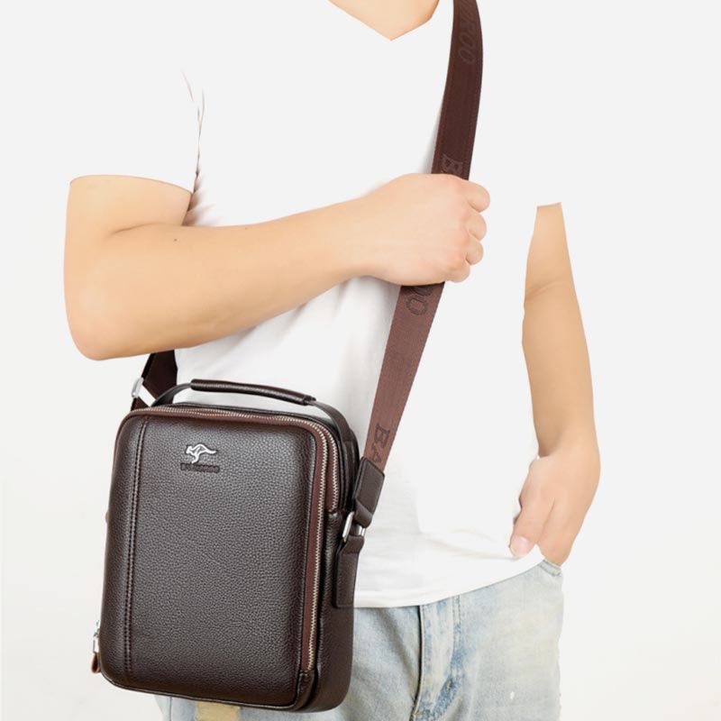 Messenger Bag für Herren aus PU-Leder, minimalistische Business-Umhängetasche