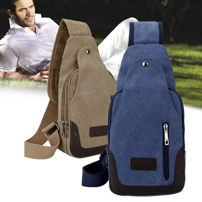 Schultertasche aus Segeltuch für Herren, für Outdoor-Reisen, Camping, Brust, Tagesrucksack