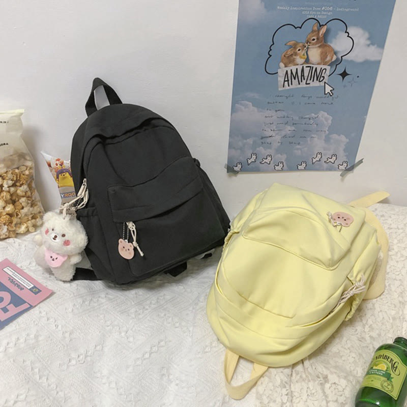 Rucksack für Damen, lässig, cool, solides Nylon, Schul-Umhängetasche
