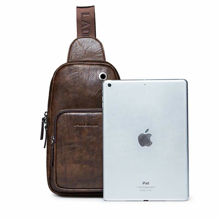 Herren Leder Sling Bag Brusttasche Ein-Schulter-Rucksack Umhängetasche