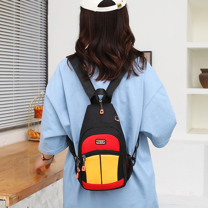 Mini-Schulterrucksack mit Farbblock-Design, Umhängetasche, Tagesrucksack für Damen und Herren