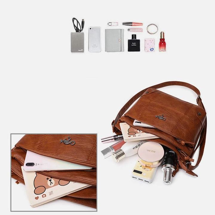 Minimalistische Kunstleder Geldbörse Dreilagig Vintage Damen Umhängetasche