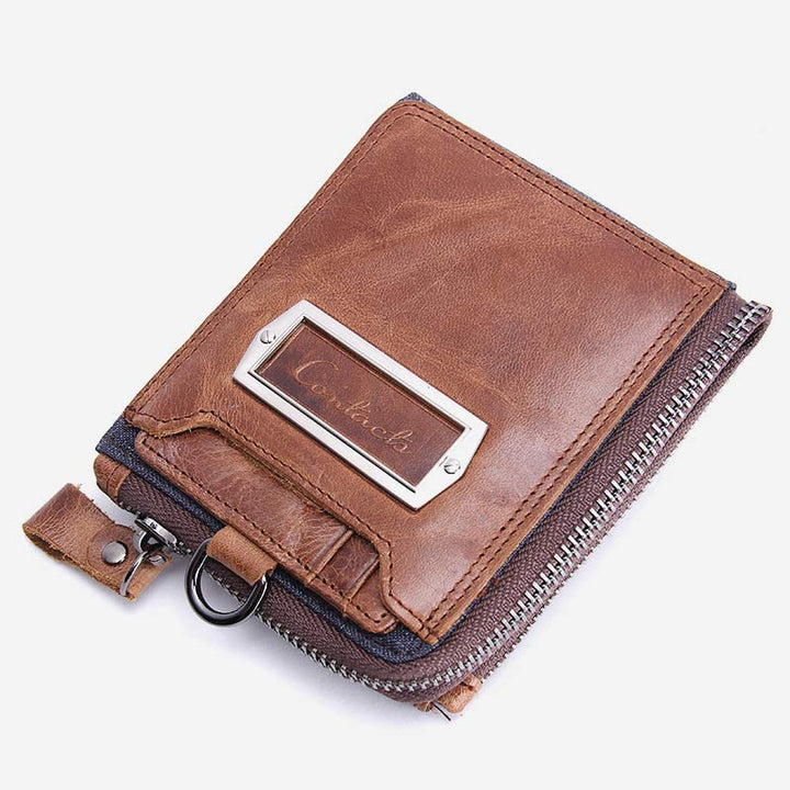 Vintage Leder Geldbörse Super geräumige bifold Kurze Geldbörse für Männer