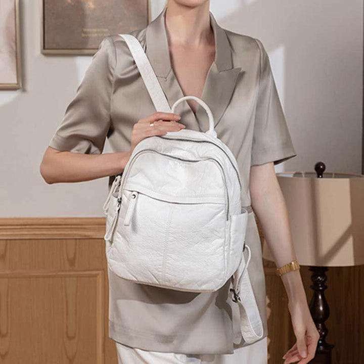 Weicher Lederrucksack für Damen, modischer Designer-Reise-Tagesrucksack für Damen