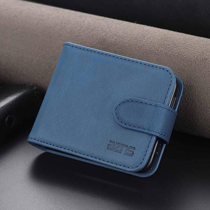 Handyhülle aus echtem Leder für Galaxy Z Flip3 / Flip2 mit Kartenhalter