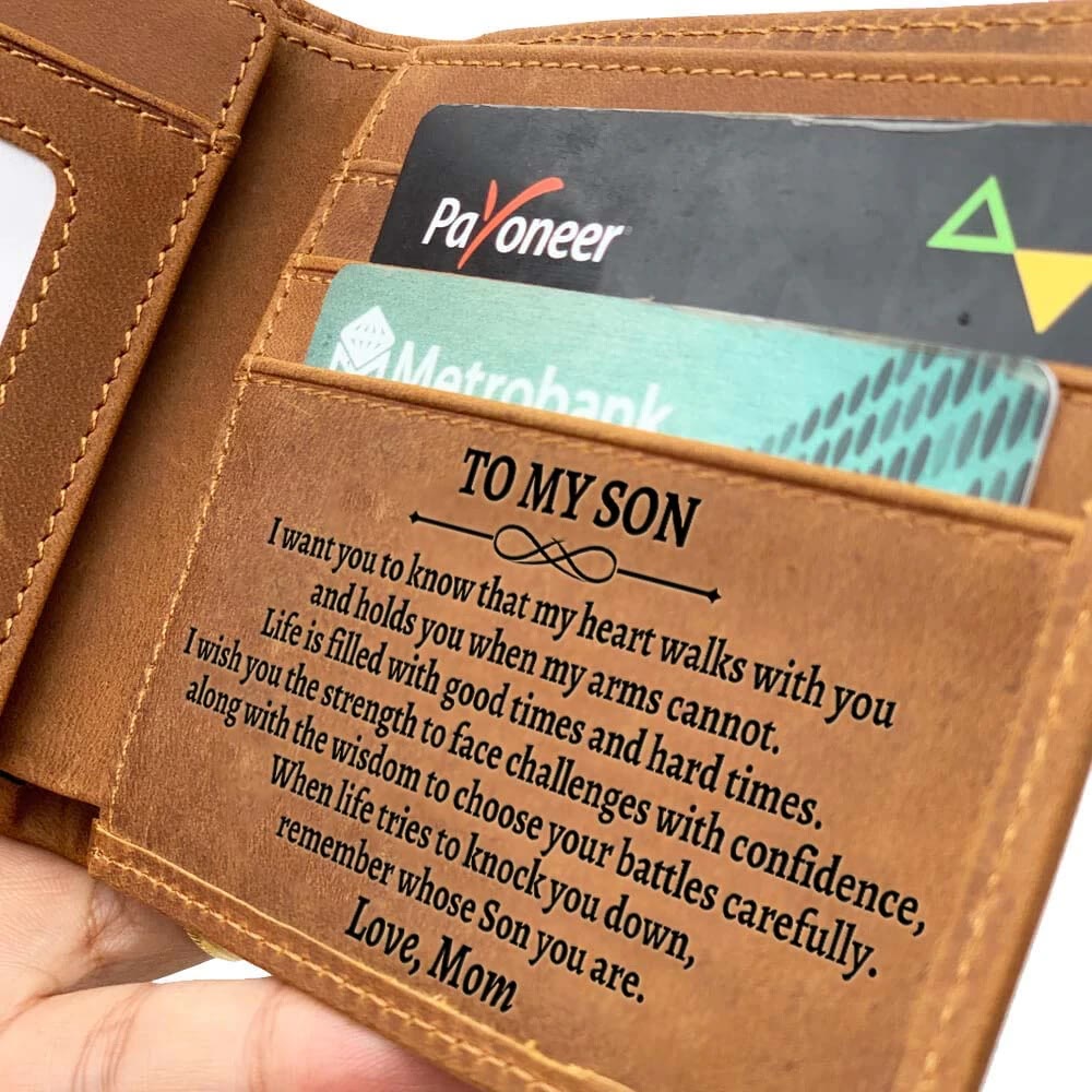 Dünne Brieftasche für die Familie, mit Laser-Inschrift, Leder, Geldbörse, Geschenk