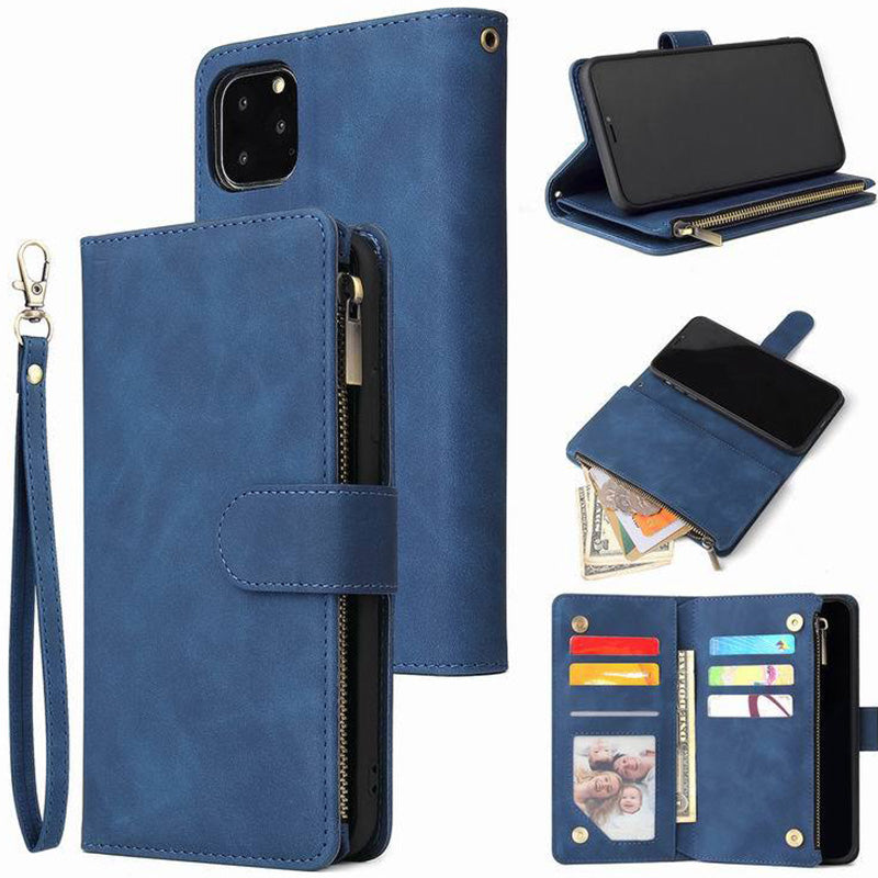 Funktionelle Handyhülle für iPhone Samsung Reißverschluss Brieftasche Hülle Armband Clutch