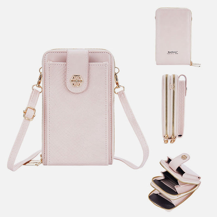 Solide Schlangenhaut-Grain-Telefontasche für Frauen Elegante Crossbody-Geldbörse