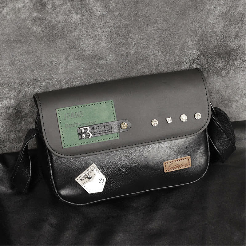 Umhängetasche für Männer Nieten PU Leder kleine Schultertasche