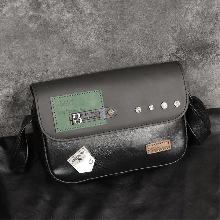 Umhängetasche für Männer Nieten PU Leder kleine Schultertasche