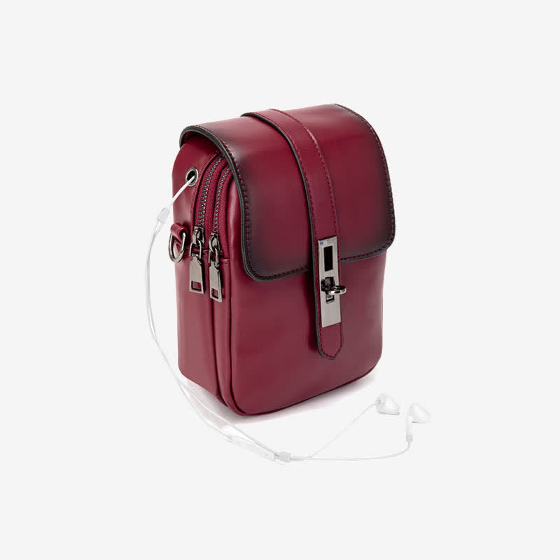 Retro-Handytasche, Mini-Umhängetasche aus Leder, Geldbörse für Damen