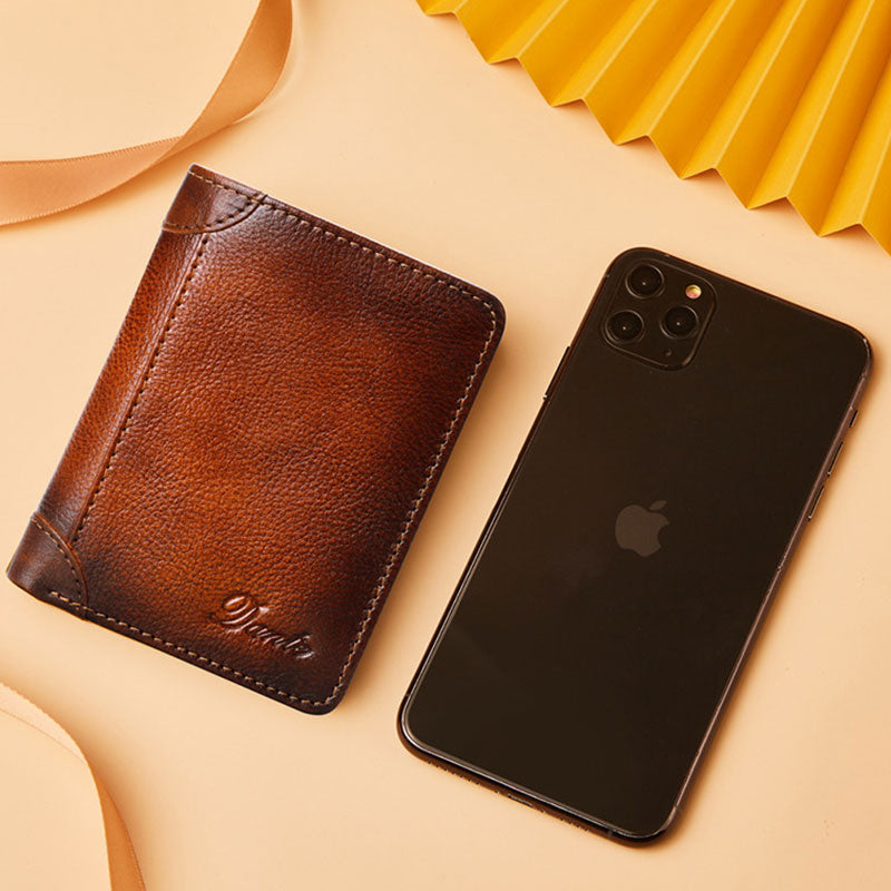 RFID-Geldbörse aus echtem Leder im Vintage-Stil mit Kartenhalter