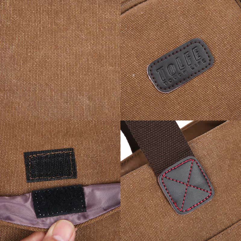 Tragetasche mit mehreren Taschen für Damen und Herren, Retro-Laptoptasche aus Segeltuch