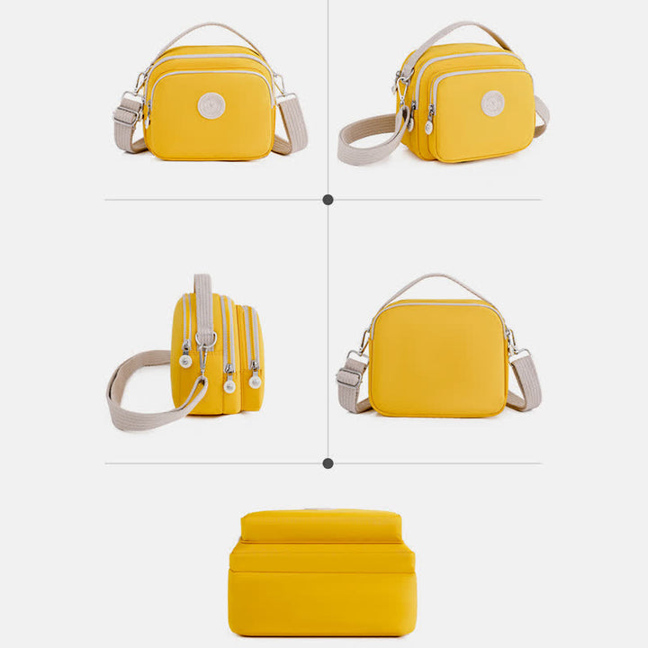 Kleine Handtasche mit dreifachem Reißverschluss für Damen, leichte, wasserdichte Umhängetasche