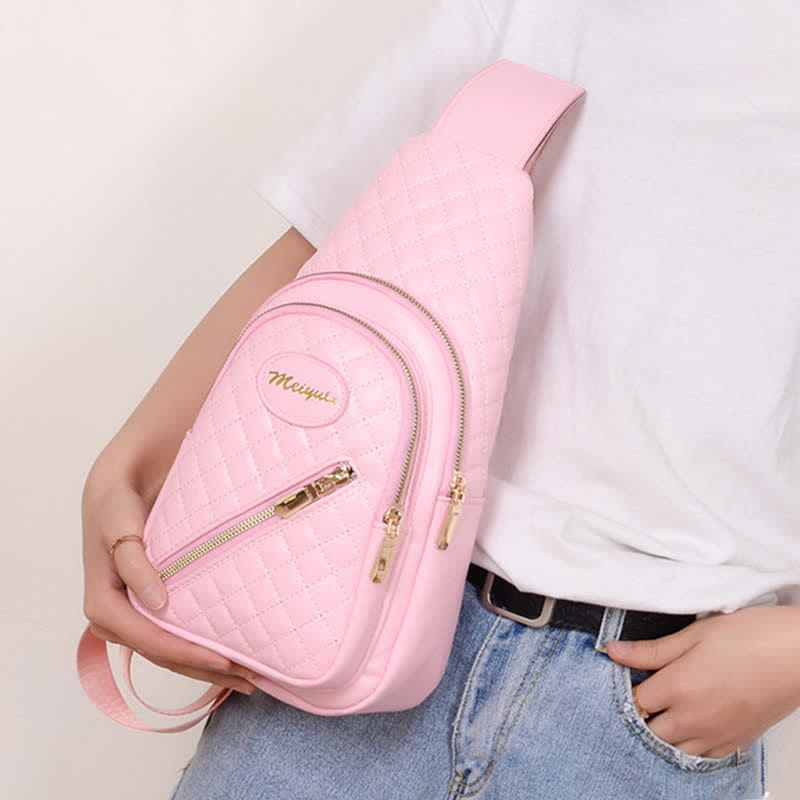 Schultertasche aus Leder für Damen, gesteppt, Umhängetasche, Sling-Rucksack, Tagesrucksack