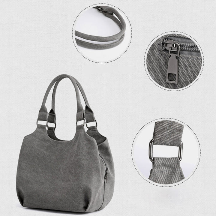 Tragetasche aus Canvas mit drei Fächern, leicht, funktional, Hobo-Handtasche